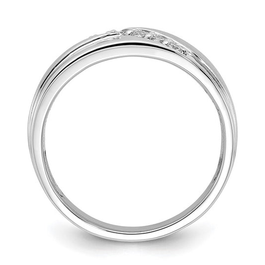 10k White Gold Polished and Satin Diamond Men's Ring