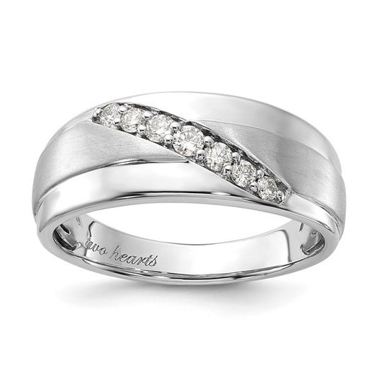 10k White Gold Polished and Satin Diamond Men's Ring