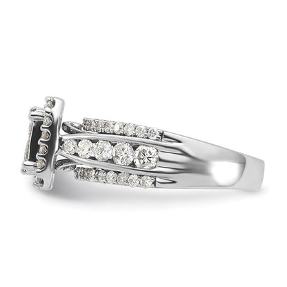 14k White Gold Polished Diamond Halo Fancy Ring