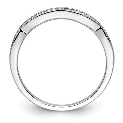 14k White Gold Diamond Polished Halo and Criss Cross Engagement Ring
