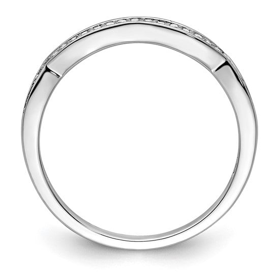 14k White Gold Diamond Polished Halo and Criss Cross Engagement Ring