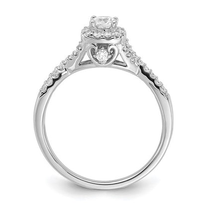 14k White Gold Polished Diamond Halo Twisted Engagement Ring