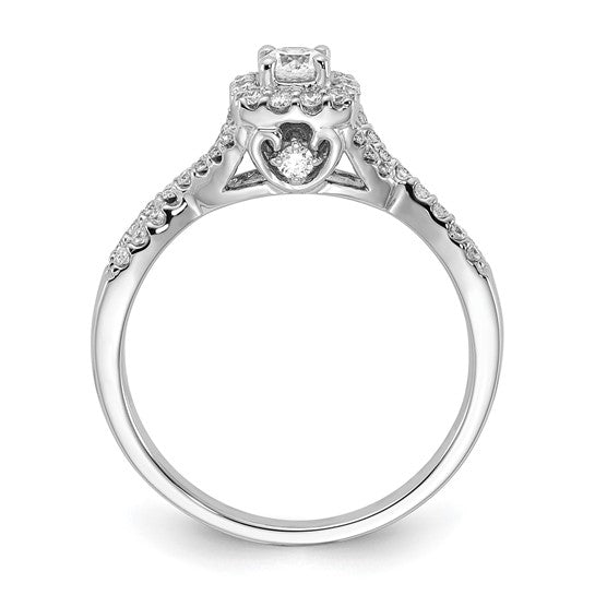 14k White Gold Polished Diamond and CZ Center Halo Twisted Engagement Ring