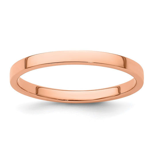 14k Rose Gold 2mm LTW Flat Band Size 14