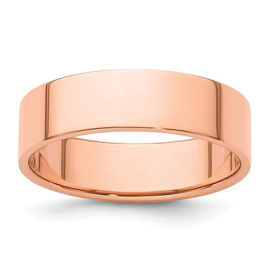 14k Rose Gold 6mm LTW Flat Band Size 14