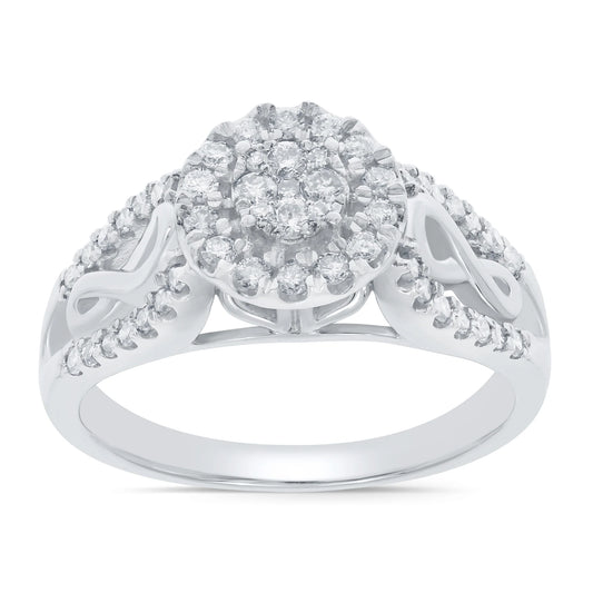 10K WHITE GOLD .60 CARAT REAL DIAMOND ENGAGEMENT RING WEDDING RING BRIDAL