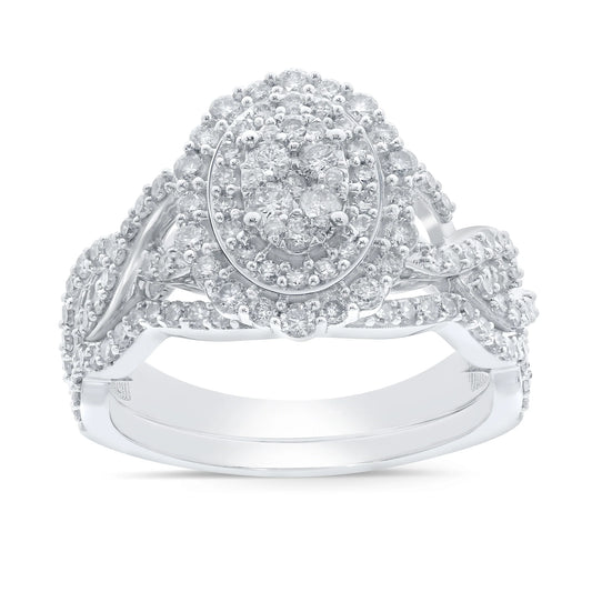 10K WHITE GOLD 1.25 CARAT WOMEN REAL DIAMOND ENGAGEMENT RING WEDDING BAND RING SET