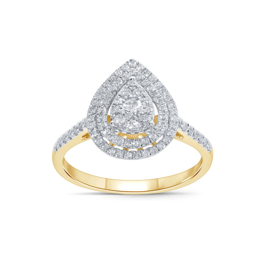 10K YELLOW GOLD .60 CARAT WOMEN REAL DIAMOND ENGAGEMENT RING WEDDING RING BRIDAL