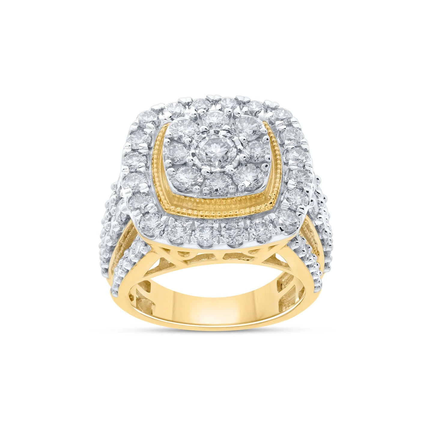 10K YELLOW GOLD 4.25 CARAT WOMEN REAL DIAMOND ENGAGEMENT RING WEDDING RING BRIDAL