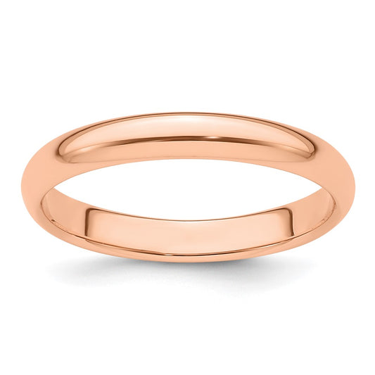 14k Rose Gold 3mm Half-Round Band Size 6.5