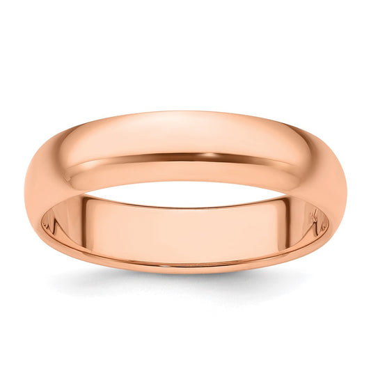 14k Rose Gold 5mm Half Round Band Size 11.5
