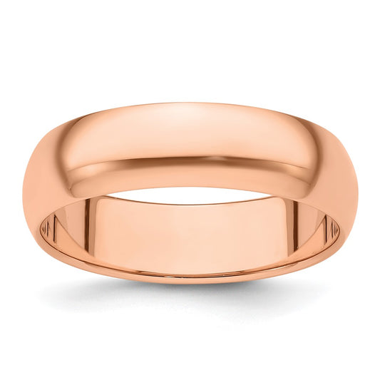 14k Rose Gold 6mm Half Round Band Size 13
