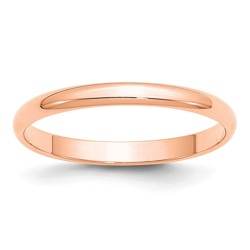 14k Rose Gold 2.5mm LTW Half Round Band Size 10