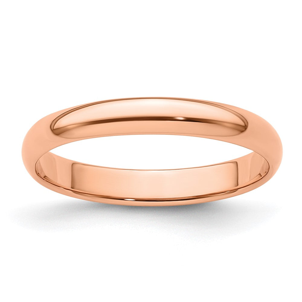 14k Rose Gold 3mm LTW Half Round Band Size 10.5