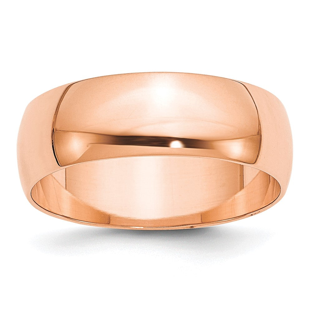 14k Rose Gold 7mm LTW Half Round Band Size 8
