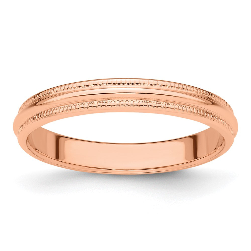 14k Rose Gold 3mm Milgrain Half-Round Band Size 4.5