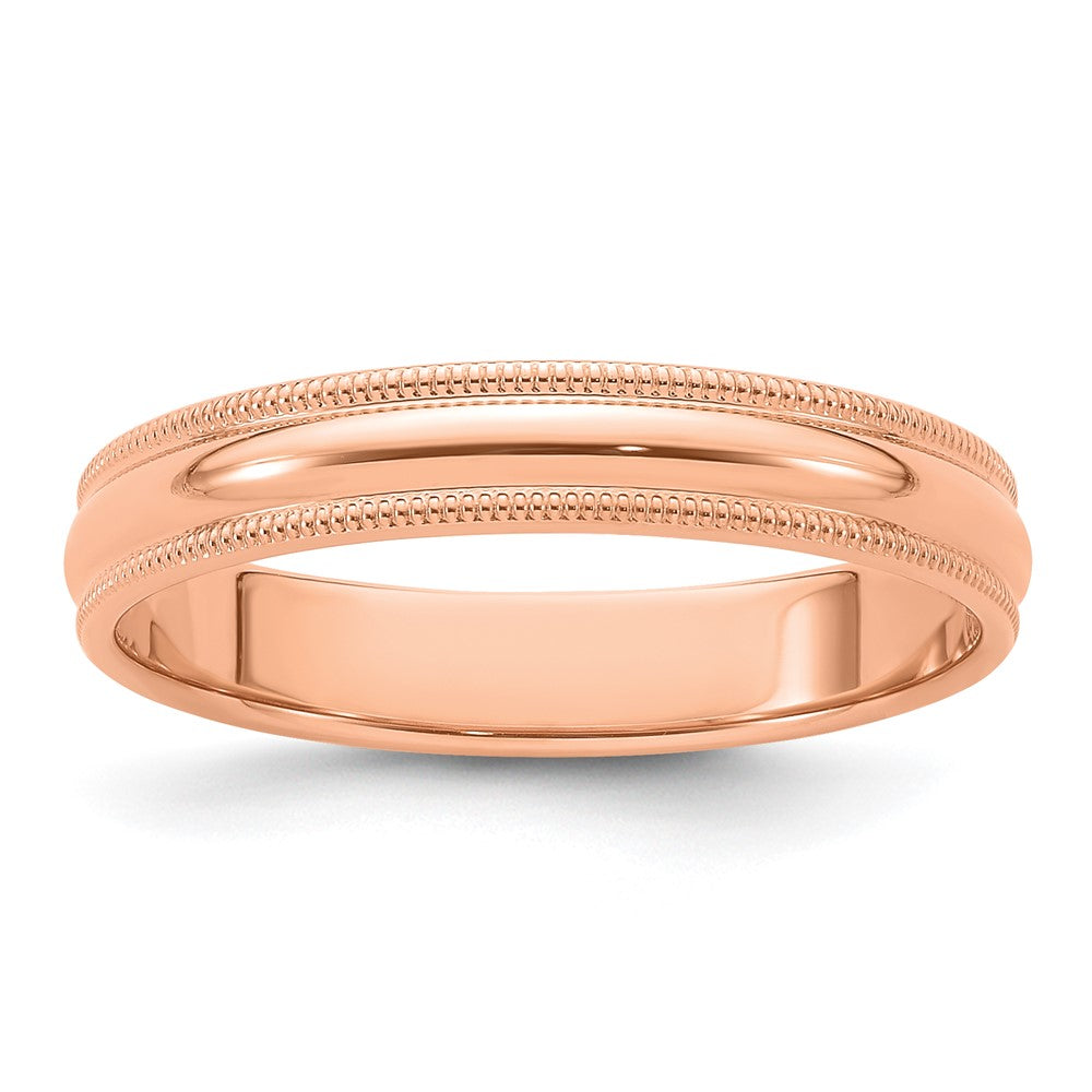 14k Rose Gold 4mm Milgrain Half Round Band Size 13