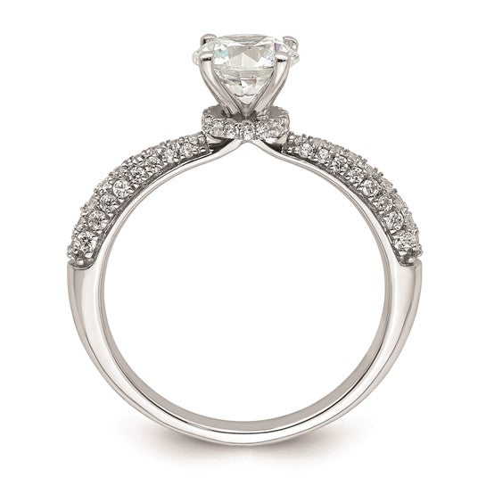 14K White Gold Diamond Semi-Mount Hidden Halo Engagement Ring