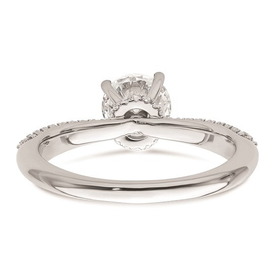 14K White Gold Diamond Semi-Mount Hidden Halo Engagement Ring