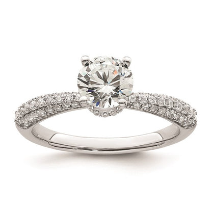 14K White Gold Diamond Semi-Mount Hidden Halo Engagement Ring