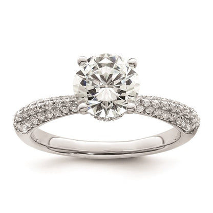 14K White Gold Diamond Semi-Mount Hidden Halo Engagement Ring