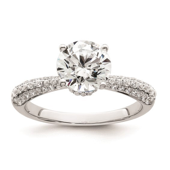 14K White Gold Diamond Semi-Mount Hidden Halo Engagement Ring