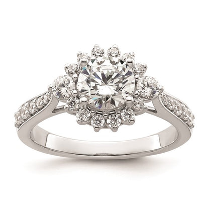 14k White Gold Round Halo Diamond Semi-Mount Engagement Ring