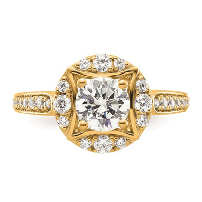 14k Vintage Round Halo Diamond Semi-Mount Engagement Ring