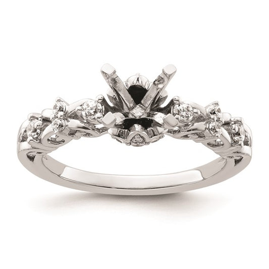 14k White Gold Diamond Semi-Mount Peg Set Engagement Ring