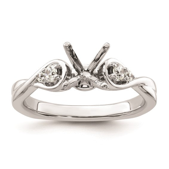 14k White Gold Diamond Semi-Mount Peg Set Twisted Engagement Ring