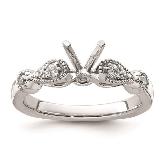 14k White Gold Diamond Semi-Mount Peg Set Engagement Ring