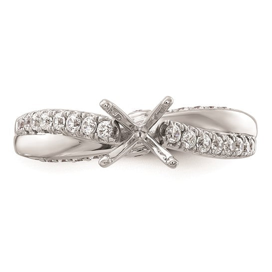 14k White Gold Diamond Semi-Mount Peg Set Twisted Engagement Ring