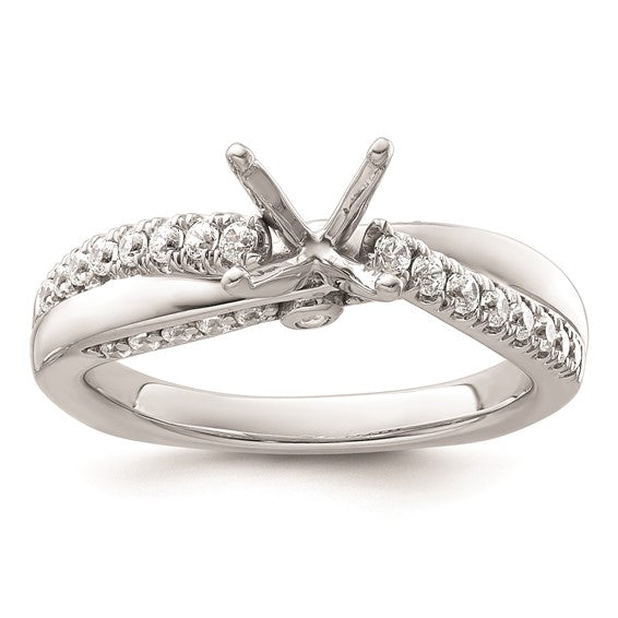 14k White Gold Diamond Semi-Mount Peg Set Twisted Engagement Ring