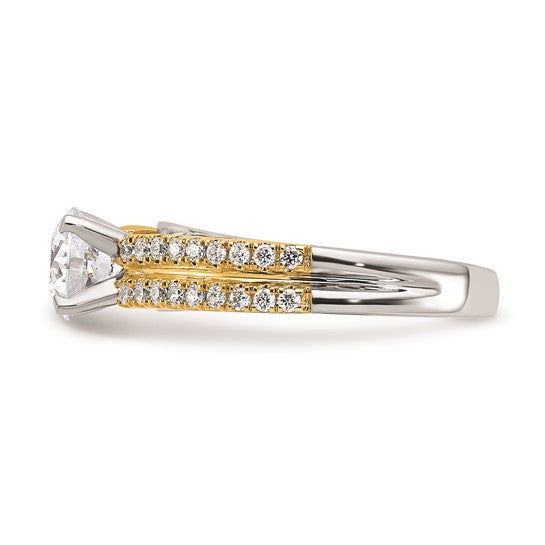 14k Two-tone Diamond Semi-Mount Peg Set Engagement Ring
