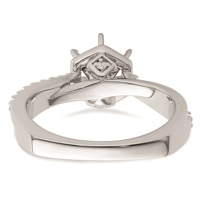 14k White Gold Hexagon Semi-Mount Diamond Peg Set Engagement Ring