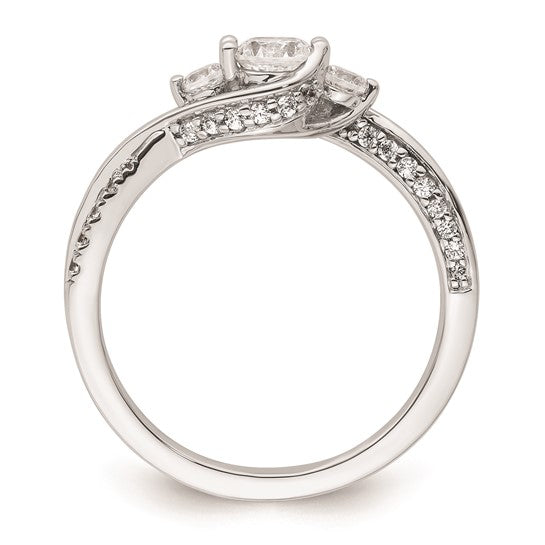 14k White Gold Three Stone Diamond Semi-Mount Including 2-2.5mm Side Stones Engagement Ring