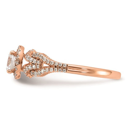 14k Rose Gold Round Halo Diamond Semi-Mount Engagement Ring