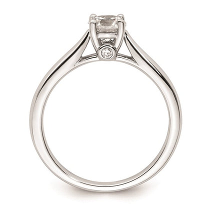 14k White Gold (Holds 1/2 carat (5.20 mm) Round) 4-Prong with .03 carat Diamond Semi-Mount Engagement Ring