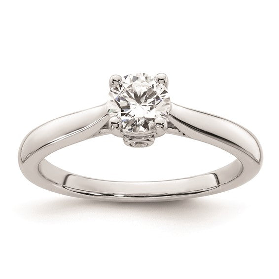 14k White Gold (Holds 1/2 carat (5.20 mm) Round) 4-Prong with .03 carat Diamond Semi-Mount Engagement Ring