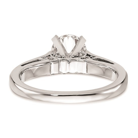 14k White Gold Peg Set 1/10 carat Diamond Leaf Design Semi-mount Solitaire Engagement Ring