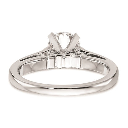 14k White Gold Peg Set 1/10 carat Diamond Leaf Design Semi-mount Solitaire Engagement Ring