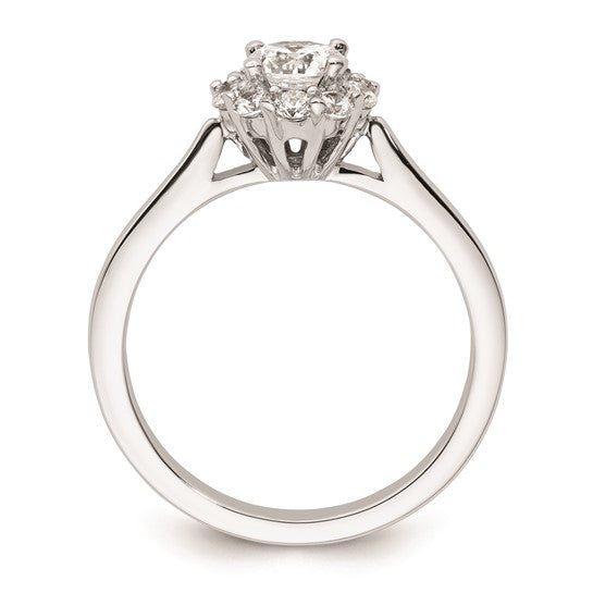 14k White Gold Halo (Holds 1/2 carat (5.2mm) Round Center ) 1/3 carat Diamond Semi-mount Engagement Ring