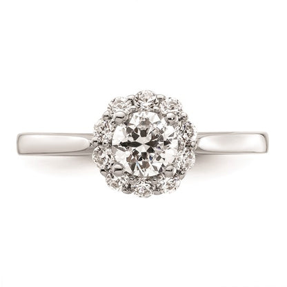 14k White Gold Halo (Holds 1/2 carat (5.2mm) Round Center ) 1/3 carat Diamond Semi-mount Engagement Ring