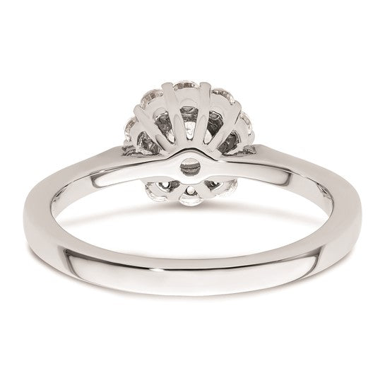 14k White Gold Halo (Holds 1/2 carat (5.2mm) Round Center ) 1/3 carat Diamond Semi-mount Engagement Ring