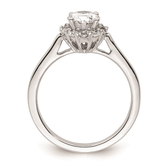 14k White Gold Halo (Holds 3/4 carat (7.5x5.0mm) Oval Center) 3/8 carat Diamond Semi-mount Engagement Ring