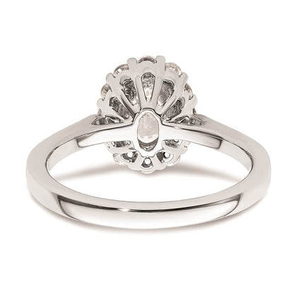 14k White Gold Halo (Holds 3/4 carat (7.5x5.0mm) Oval Center) 3/8 carat Diamond Semi-mount Engagement Ring