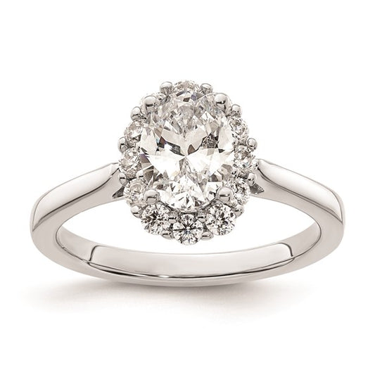 14k White Gold Halo (Holds 3/4 carat (7.5x5.0mm) Oval Center) 3/8 carat Diamond Semi-mount Engagement Ring