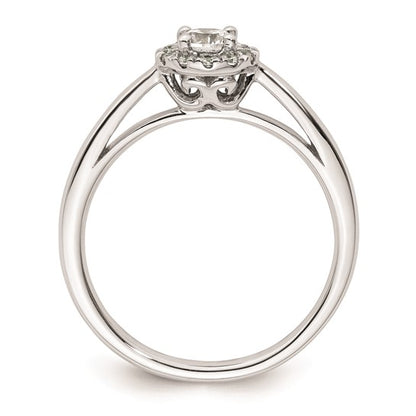 14k White Gold Halo (Holds 1/4 carat (4.00mm) Round Center) 1/8 carat Diamond Semi-mount Engagement Ring