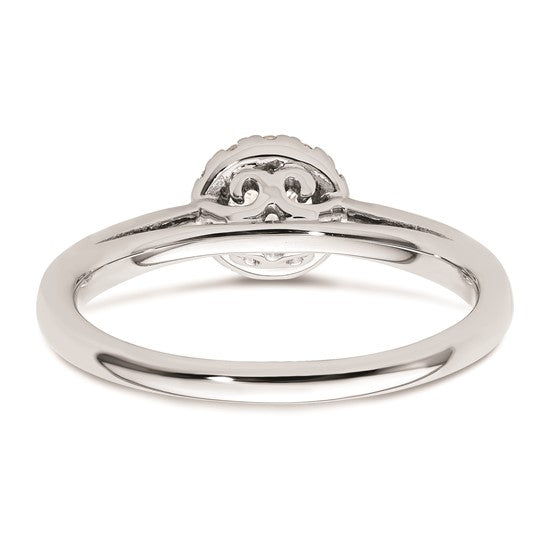 14k White Gold Halo (Holds 1/4 carat (4.00mm) Round Center) 1/8 carat Diamond Semi-mount Engagement Ring