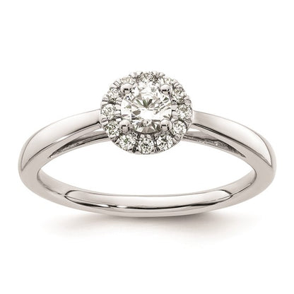 14k White Gold Halo (Holds 1/4 carat (4.00mm) Round Center) 1/8 carat Diamond Semi-mount Engagement Ring